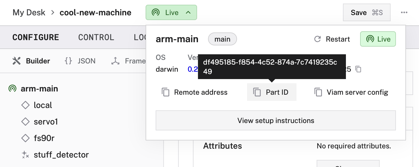Part ID displayed in the web UI.